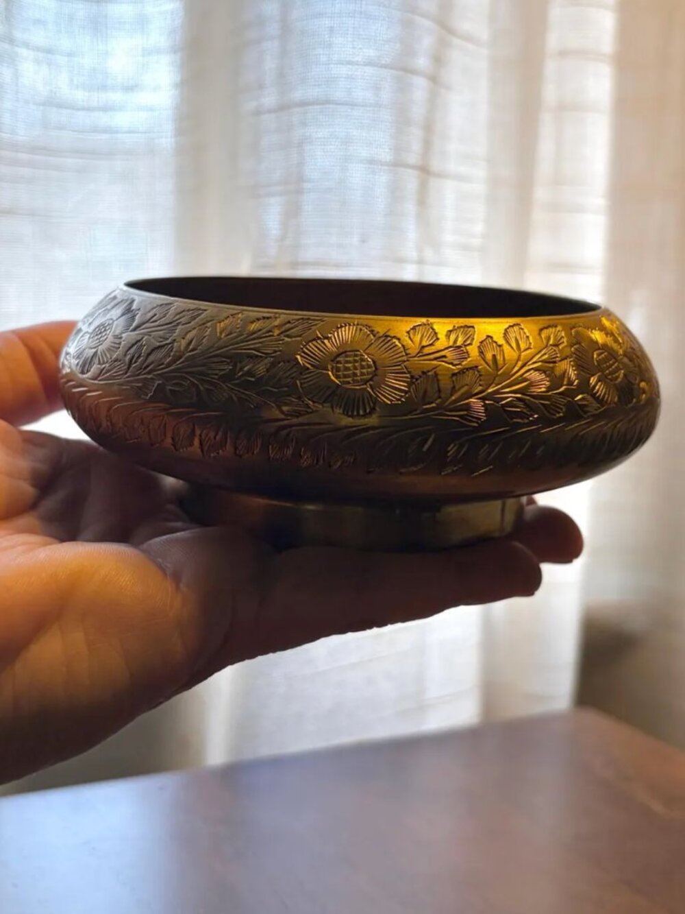 Vintage Solid Brass Offering Bowl